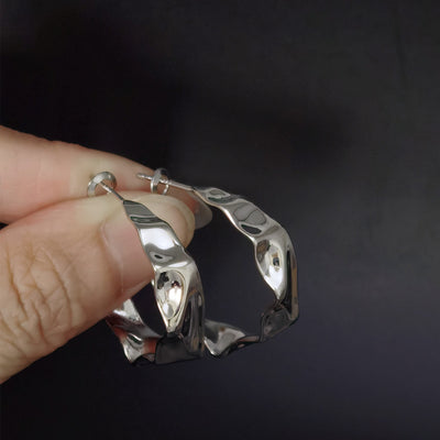 Aretes Grandes de Plata 925 Circulares Personalizados Estilo Exagerado - Image 6