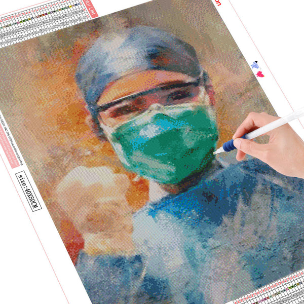 Cuadro Diamante Pintura Retrato Médico Hecho a Mano - Decoración del Hogar