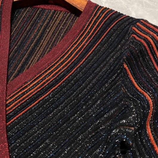 Vestido Otoñal Cintura Alta Rayas Arcoíris Degradado - Image 2
