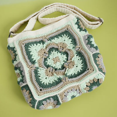 Bolso Bandolera Tejido a Mano Estilo Bohemio Cuadros Abuela - Image 4