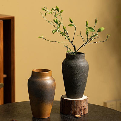 Jarrón de Cerámica Artesanal Jingdezhen Negro Retro - Decoración Hidropónica - Image 8