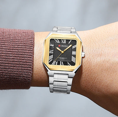 Reloj de Cuarzo Impermeable para Hombre con Números Romanos y Correa de Acero Inoxidable - Image 10
