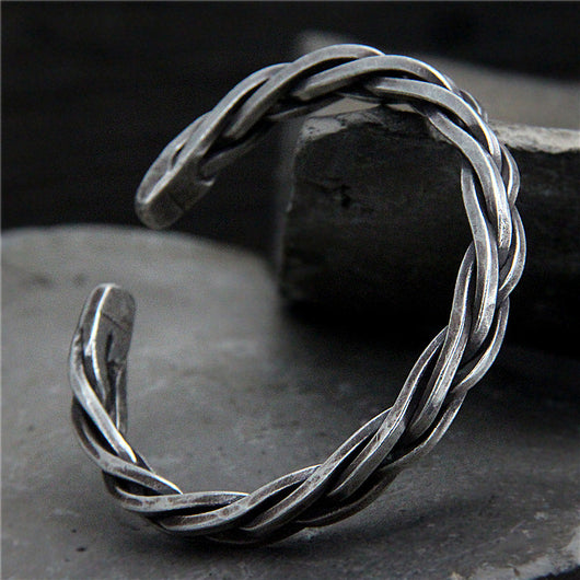 Pulsera de Plata S925 Tejida con Cuerda de Cáñamo Vintage para Hombre - Image 8