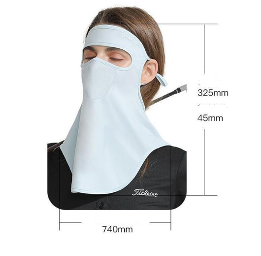 Light grey women's ice silk sunscreen mask with a brim, ear loops, and mesh mouth for UPF50+ UV protection. - Image 12