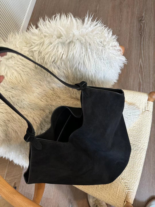 Bolso Bucket de Cuero Genuino Ante Esmerilado Gran Capacidad - Image 12
