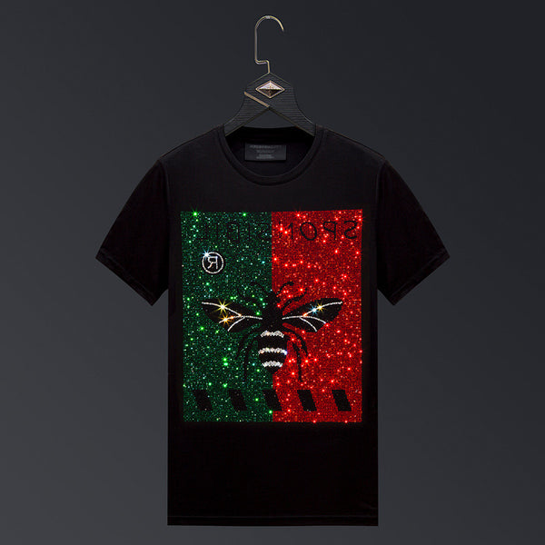 Playera Corta Lady Bee con Cristales Termoadheribles
