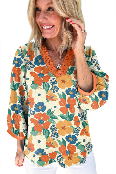 Blusa Casual Escote V Estampado Floral - Image 6
