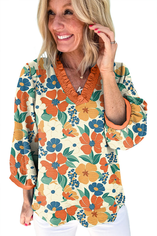 Blusa Casual Escote V Estampado Floral - Image 6