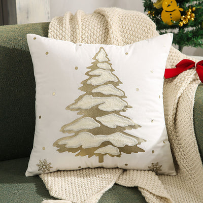 Funda de Almohada Navideña con Árbol Bordado y Bronce - Image 10