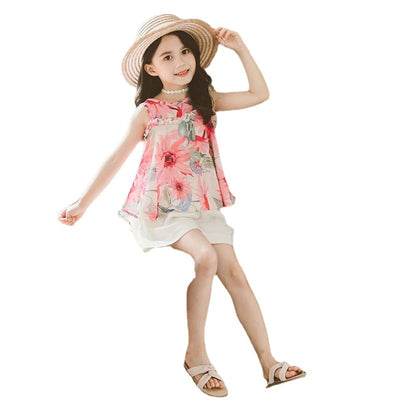 Conjunto de Verano para Niñas Estilo Coreano Occidental con Shorts y Manga Corta - Image 5