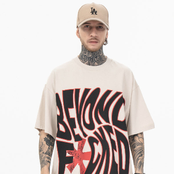 Camiseta Manga Corta Cuello Redondo con Estampado de Letras para Hombre