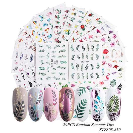 Set de Stickers para Uñas con Flores de Encaje Blanco y Negro - Image 39