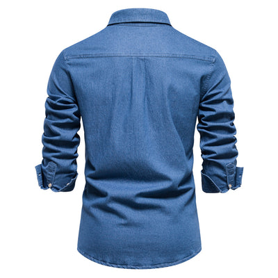 Camisa Denim Casual para Hombre sin Planchado - Image 10