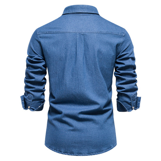 Camisa Denim Casual para Hombre sin Planchado - Image 10