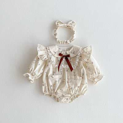 Vestido Romper para Bebé Niña con Mangas Volantes y Encaje - Image 10