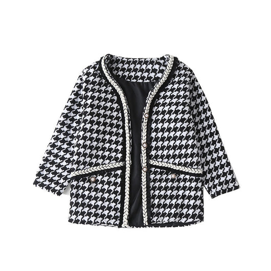 Traje Infantil Cuadros Houndstooth con Abrigo Acolchado - Image 7