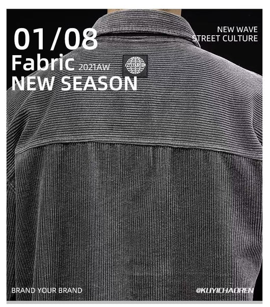 Camisa de Pana Oversized para Hombre - Corte Amplio Primavera y Otoño - Image 8