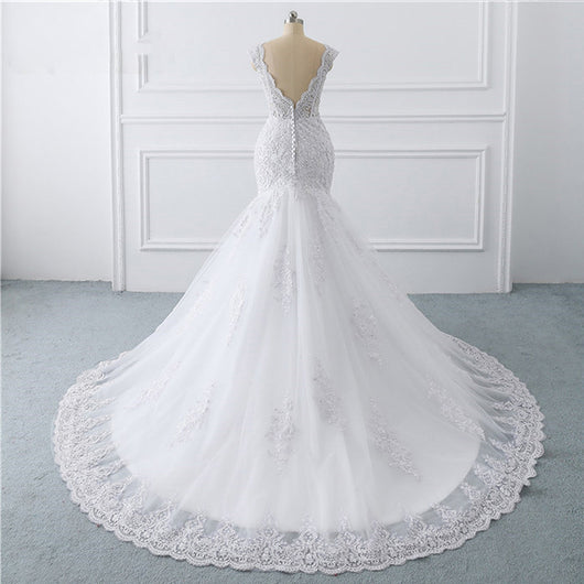 Vestido de Novia Sirena Luxury con Cola Francesa Retro Elegante - Image 7