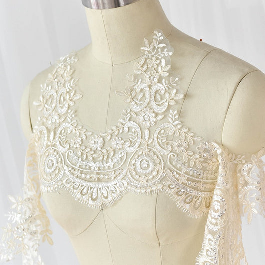 Accesorios de Encaje Secuencia Bordado para Boda con Efecto Pestañas - Image 11