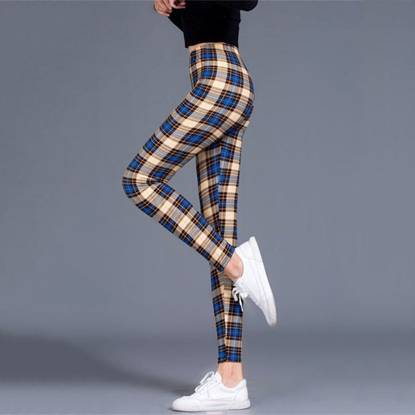 Leggings Cuadriculados Push Up para Mujer - Pantalones Deportivos Ajustados Sexys