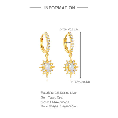 Aretes de Plata Esterlina S925 con Ópalo Azul y Diamantes - Diseño Europeo - Image 17