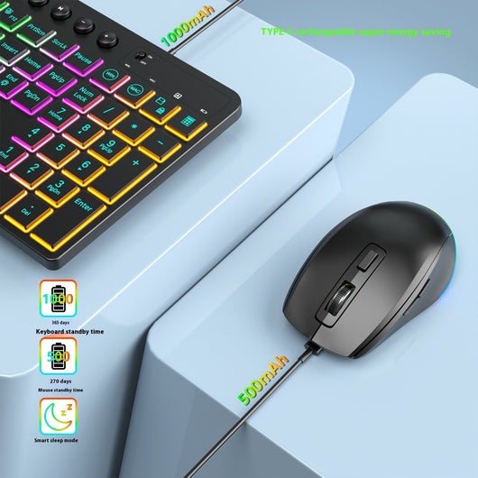 Kit Inalámbrico Teclado y Ratón Ergonómico con Ranura para Tarjeta y Iluminación LED - Image 11