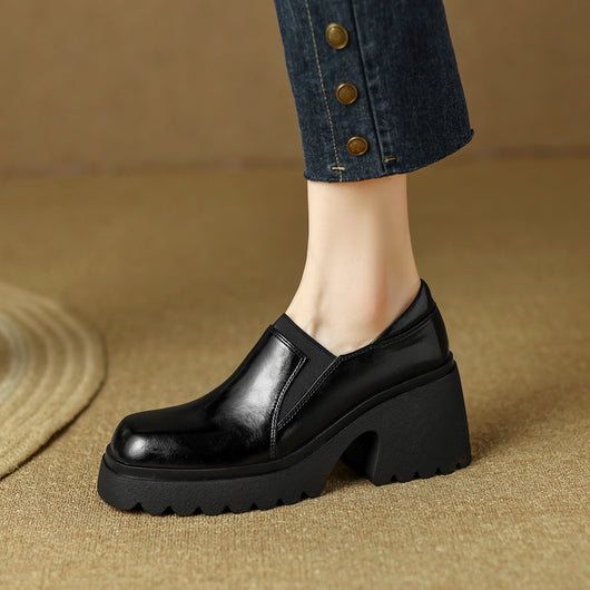 Zapatos Retro Plataforma Chunky con Tacón Grueso y Cierre Slip-On - Image 8
