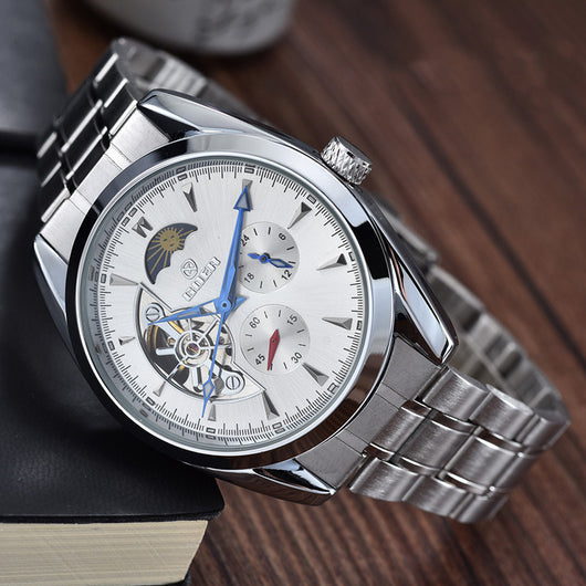 Reloj Automático Tourbillon para Hombre con Fase Lunar y Acero Inoxidable - Image 9