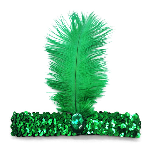 Diadema de Plumas de Avestruz con Diamantes y Lentejuelas - Image 4