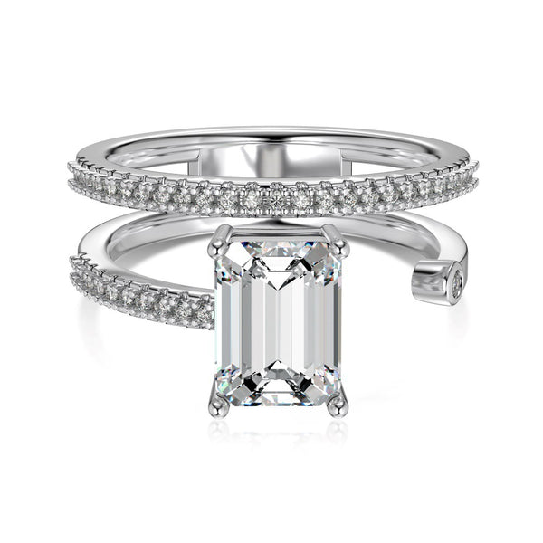 Anillo de Plata 925 con Zirconia Rectangular y Detalles Biselados - Image 6