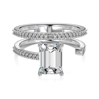 Anillo de Plata 925 con Zirconia Rectangular y Detalles Biselados - Image 6