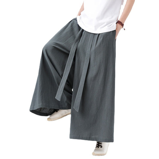 Pantalones Holgados de Algodón y Lino Talla Grande Estilo Chino para Hombre - Image 5