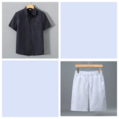 Conjunto de Shorts y Camisa de Lino para Hombre - Outfit Veraniego Ligero y Cómodo - Image 8