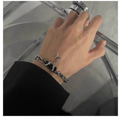 Pulsera de Diamante Negro con Estrella Bordada para Hombre - Image 10