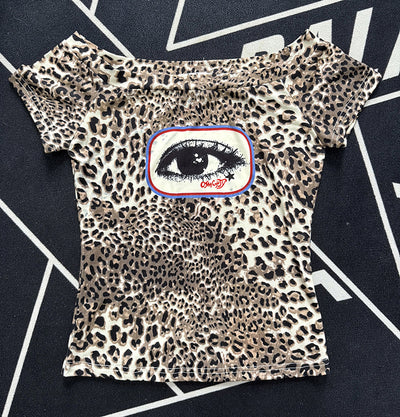 Blusa Vintage Estampado Leopardo con Diseño de Ojos Sexy - Image 6