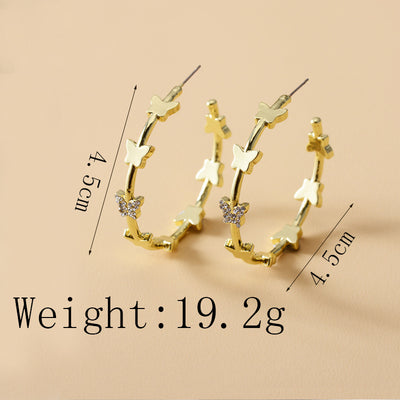Aretes Mariposa de Cristal Círculo Grande - Image 6