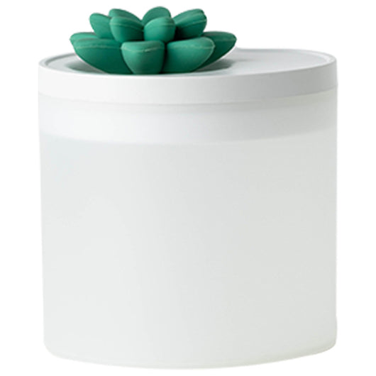 White cylindrical ultrasonic humidifier with a pink lotus flower on top, powered by USB for aromatherapy. - Image 10