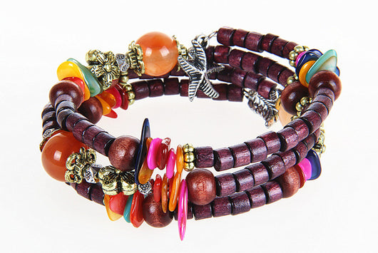 Pulsera de Madera Vintage con Cuentas Budistas y Detalles en Concha - Image 20