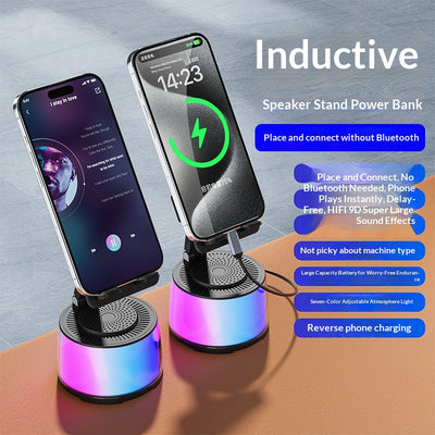 Parlante Bluetooth Portátil con Carga Inductiva y Soporte Giratorio Plegable - Image 6