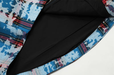 Chaqueta Camisa Tie-Dye Cuadros Desgastada para Hombre - Image 13