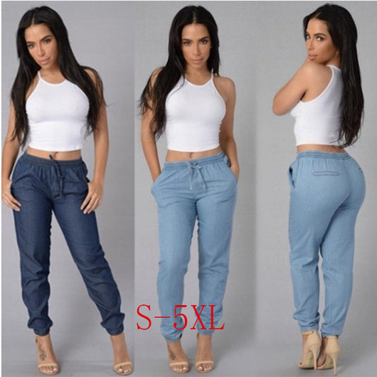 Pantalones Denim Sueltos de Color Sólido para Mujer - Image 6