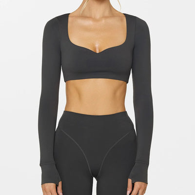 Top Deportivo de Manga Larga con Banda Abdominal para Yoga y Ejercicio - Image 7