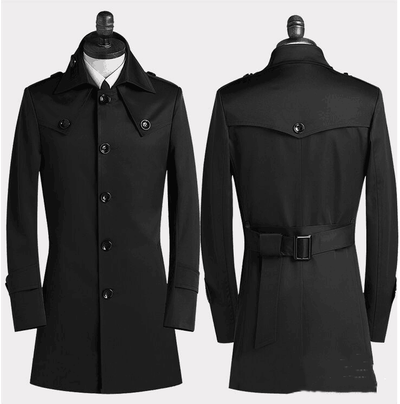 Abrigo Trench Coreano Slim Entallado de Largo Medio para Hombre - Image 11