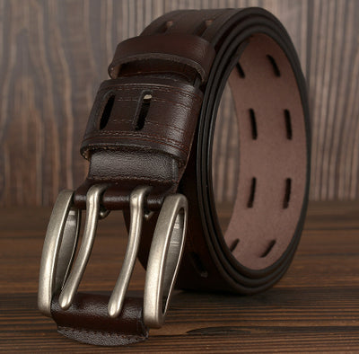 Cinturón de Cuero para Hombre con Hebilla Doble Pasador - Estilo Casual y Jeans - Image 6