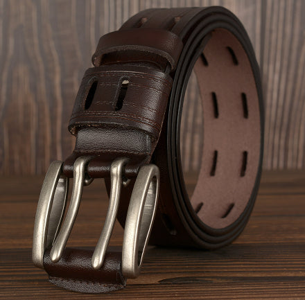 Cinturón de Cuero para Hombre con Hebilla Doble Pasador - Estilo Casual y Jeans - Image 6