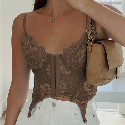 Chaleco Encaje Escote V Efecto Pecho Mujer - Estilo Hot Girl - Image 6