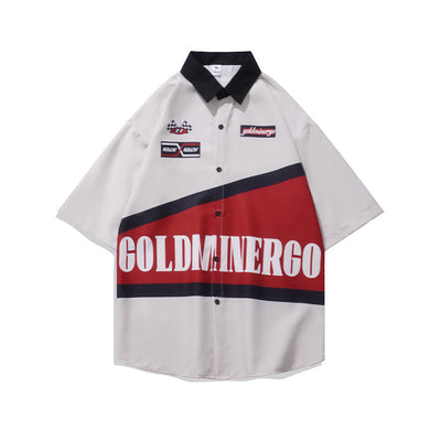 Camisa Casual Americana con Contraste de Manga Corta para Hombre - Image 8