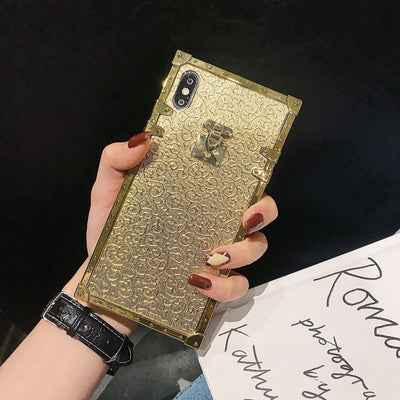 Funda para teléfono cuadrada dorada con brillo - Image 12