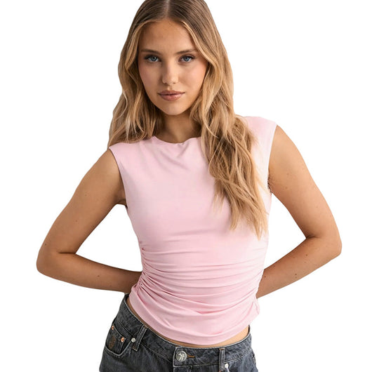 Blusa Ajustada Escote Bardot sin Espalda en Colores Lisos - Image 5