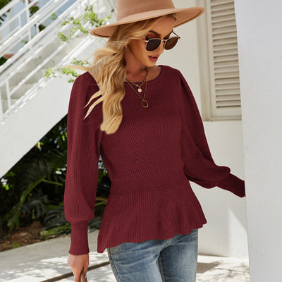 Blusa Tejida con Mangas Linterna y Cintura Marcada - Image 5